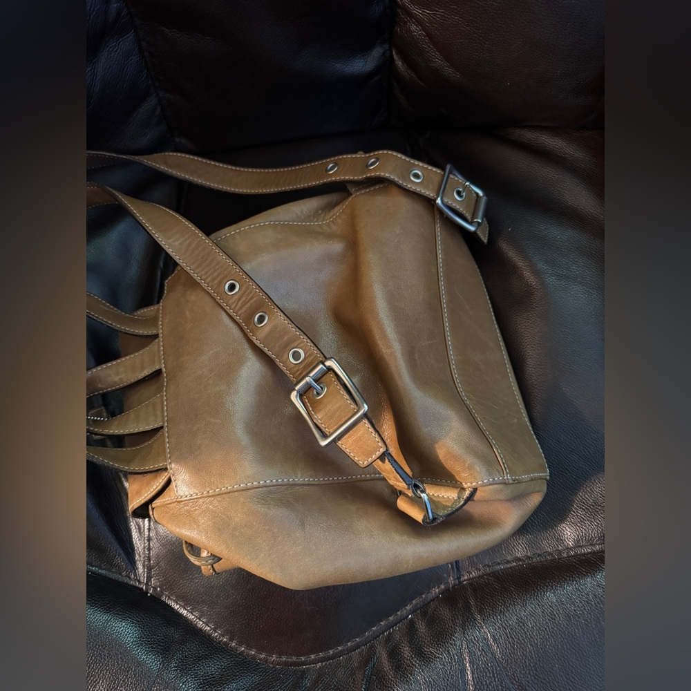 COACH Vintage Light Tan Leather Legacy Drawstring Backpack Bag 9569 small - Picture 11 of 16